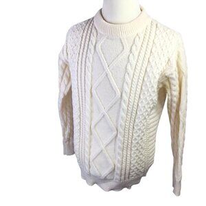 Aelfric Eden Fisherman Cable Knit Sweater Ivory Oversized Unisex M Pullover